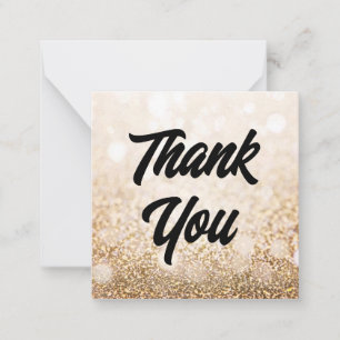 Tarjeta Pequeña elegante agradecimiento luces doradas lujo boda