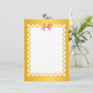 Tarjeta Pequeña Elegante Amarillo Dorado Encaje Escalonado Te Agra