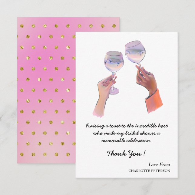 Tarjeta Pequeña Elegante anfitriona de ducha de novia Gracias (Anverso / Reverso)