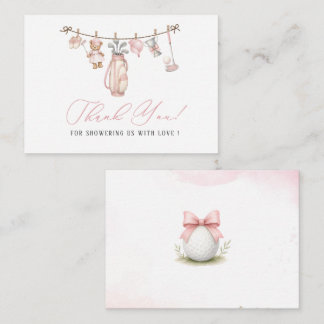 Tarjeta Pequeña Elegante Aquarela Chica golf preppy Shower de bebé
