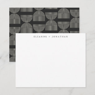 Tarjeta Pequeña Elegante Arco Blanco Negro Pareja Personalizada
