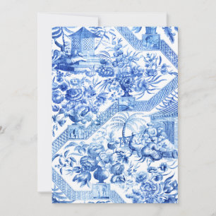 Tarjeta Pequeña Elegante asador de la Pagoda Chinoiserie azul y bl