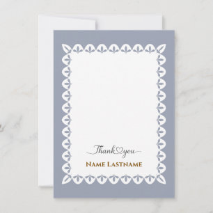 Tarjeta Pequeña Elegante Azul Fleur-de-Lis Personalizado Agradecim
