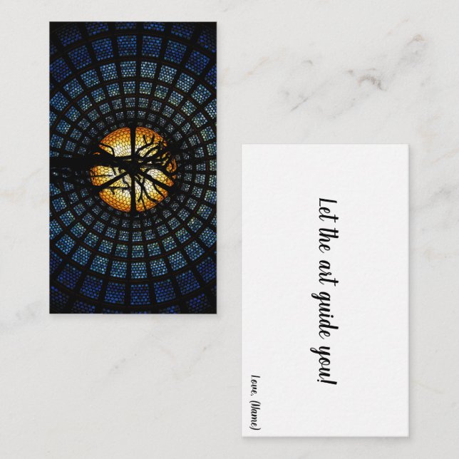 Tarjeta Pequeña Elegante Azul "let the art guide you" Design (Anverso / Reverso)