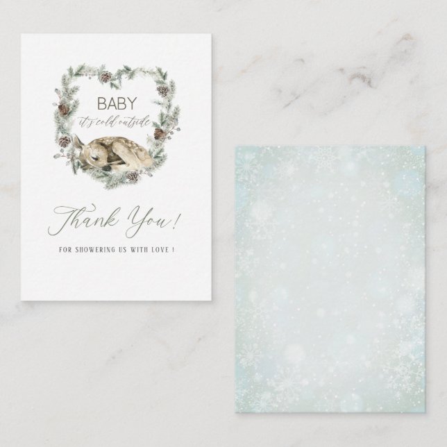 Tarjeta Pequeña Elegante bebé acuarela hace frío fuera del bebé sh (Anverso / Reverso)