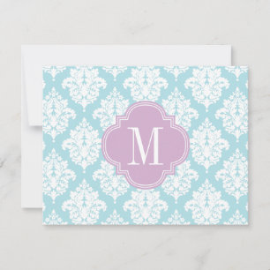 Tarjeta Pequeña Elegante bebé azul Damasco personalizado