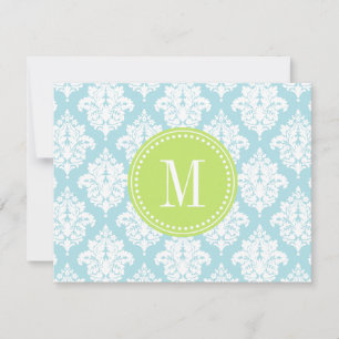 Tarjeta Pequeña Elegante bebé azul Damasco personalizado