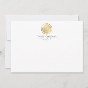 Tarjeta Pequeña Elegante Belleza Mandala Logo Faux Gold Note