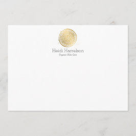 Tarjeta Pequeña Elegante Belleza Mandala Logo Faux Gold Note