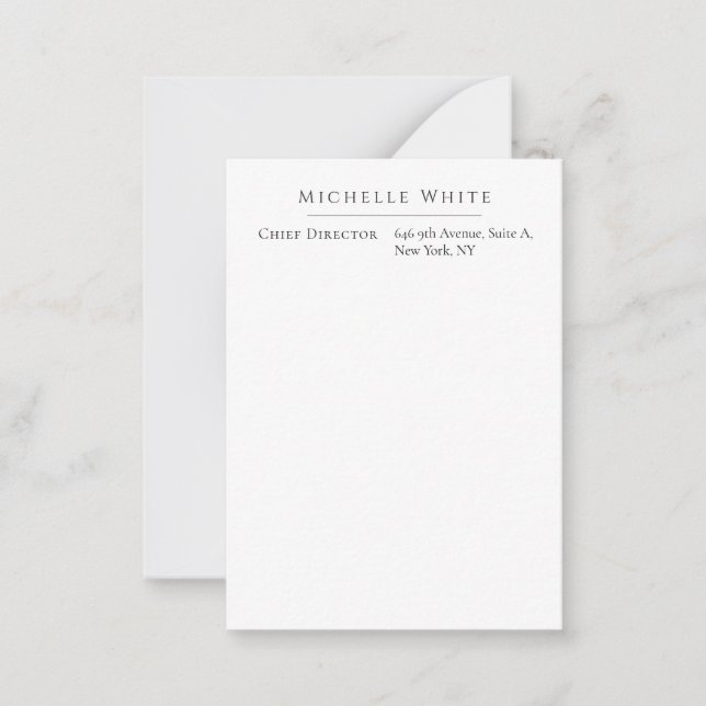 Tarjeta Pequeña Elegante Blanco Profesional Moderno (Anverso)