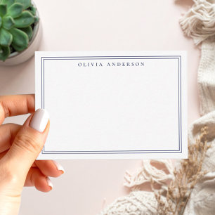 Tarjeta Pequeña Elegante Blue Dos Bordes Minimalista Nombre de Mon