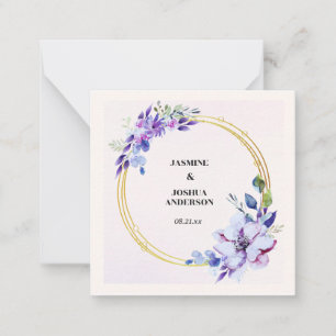 Tarjeta Pequeña Elegante Boda de Círculo de Oro Floral Watercolor