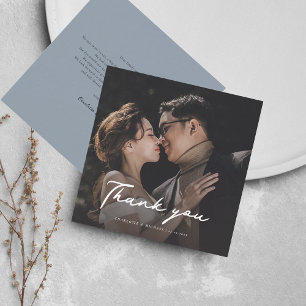 Tarjeta Pequeña Elegante Boda de guión gráfico Gracias