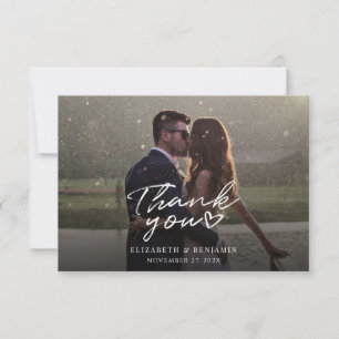 Tarjeta Pequeña Elegante Boda de guión gráfico Gracias