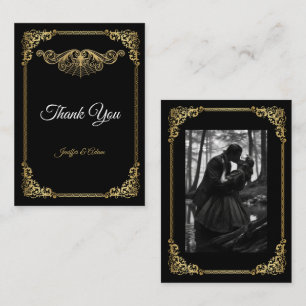 Tarjeta Pequeña Elegante boda de Halloween gótica de oro