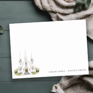 Tarjeta Pequeña Elegante Boda de Iglesia Católica de Acuarela