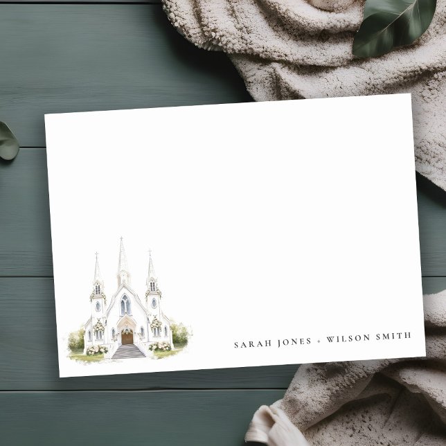 Tarjeta Pequeña Elegante Boda de Iglesia Católica de Acuarela (Subido por el creador)