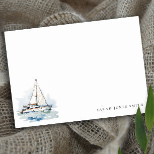 Tarjeta Pequeña Elegante Boda de la capa marina del barco de vela