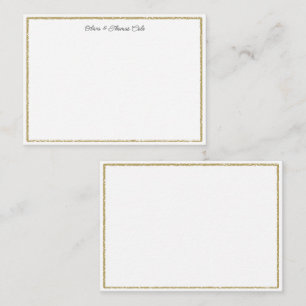 Tarjeta Pequeña Elegante Boda de marco dorado cepillado simple