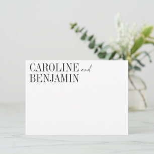 Tarjeta Pequeña Elegante Boda de nombre personalizado blanco negro