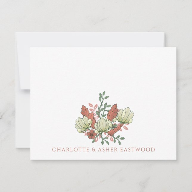 Tarjeta Pequeña Elegante Boda de Pareja Floral (Anverso)