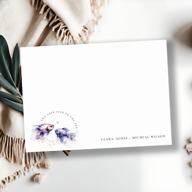 Tarjeta Pequeña Elegante Boda de Pescado Costero Lilac (Subido por el creador)