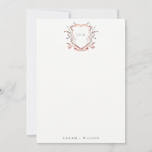 Tarjeta Pequeña Elegante Boda Escudo de color de flores silvestres