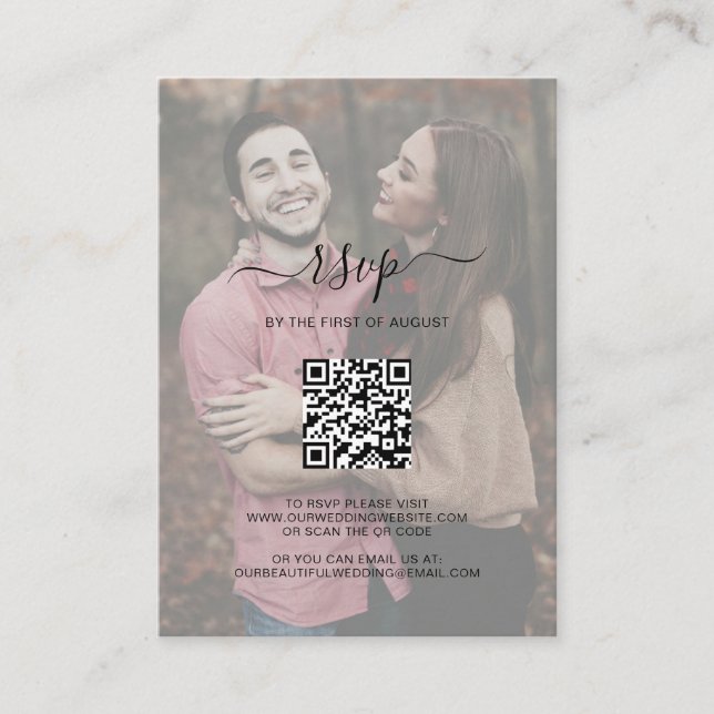 Tarjeta Pequeña Elegante Boda fotográfico de código QR Mini tarjet (Anverso)