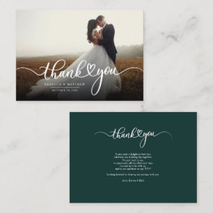 Tarjeta Pequeña Elegante Boda fotográfico manuscrito Gracias