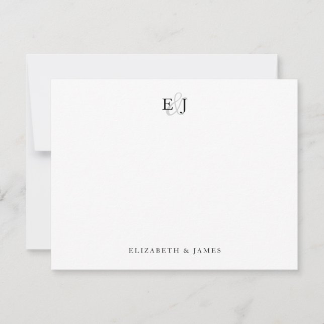 Tarjeta Pequeña Elegante Boda Monogramada  (Anverso)