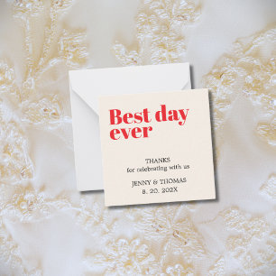 Tarjeta Pequeña Elegante Boda Rojo Blanco De Lujo Gracias