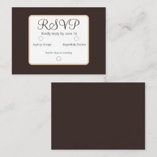 Tarjeta Pequeña Elegante Boda RSVP marrón oscuro simple
