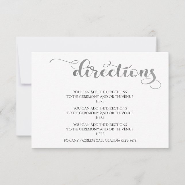 Tarjeta Pequeña Elegante Boda simple plateado (Anverso)