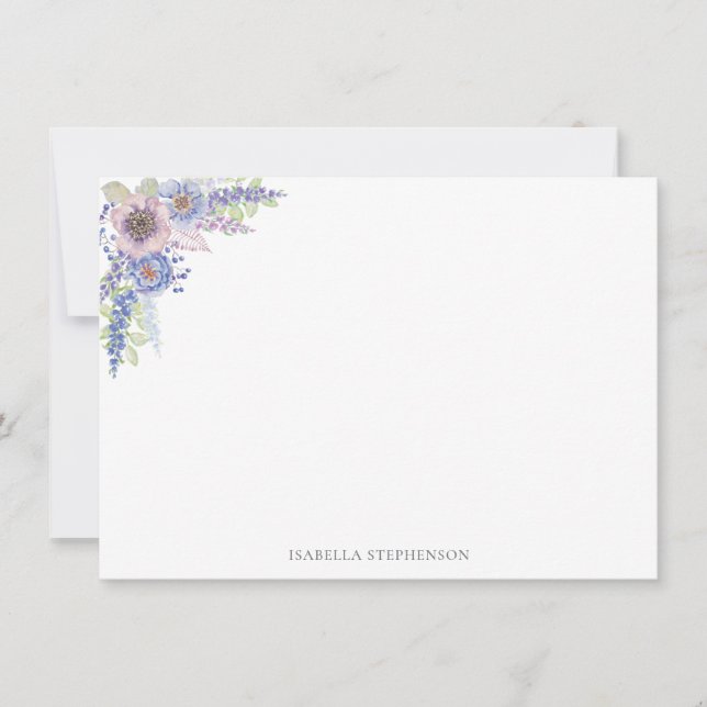 Tarjeta Pequeña Elegante Bonito acuarela floral personalizada (Anverso)