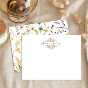 Tarjeta Pequeña Elegante borde de marco de flores silvestres