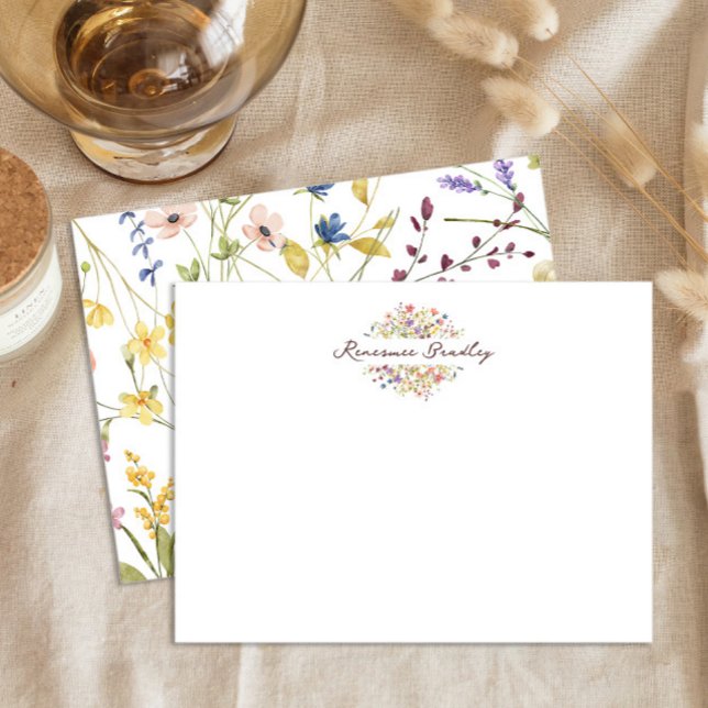Tarjeta Pequeña Elegante borde de marco de flores silvestres (Subido por el creador)