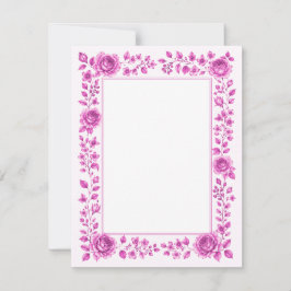 Tarjeta Pequeña Elegante Borde Floral Rosa