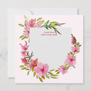 Tarjeta Pequeña Elegante Botánico de Acuarela Rosa Gracias