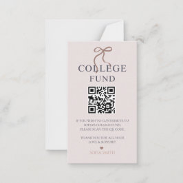 Tarjeta Pequeña Elegante Bow Graduation College Fund QR Code