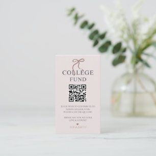 Tarjeta Pequeña Elegante Bow Graduation College Fund QR Code