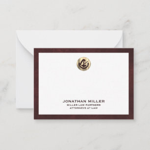 Tarjeta Pequeña Elegante burgundy Notecard con firma de ley con lo