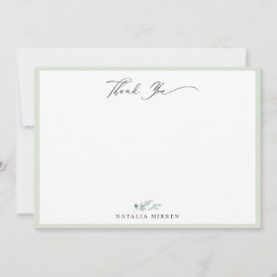 Tarjeta Pequeña Elegante caligrafía de Dusty Sage Gracias