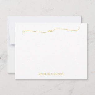 Tarjeta Pequeña Elegante caligrafía de monograma amarillo Minimali