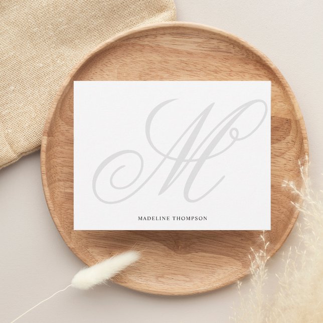 Tarjeta Pequeña Elegante caligrafía de monograma gris con guión cl (Subido por el creador)