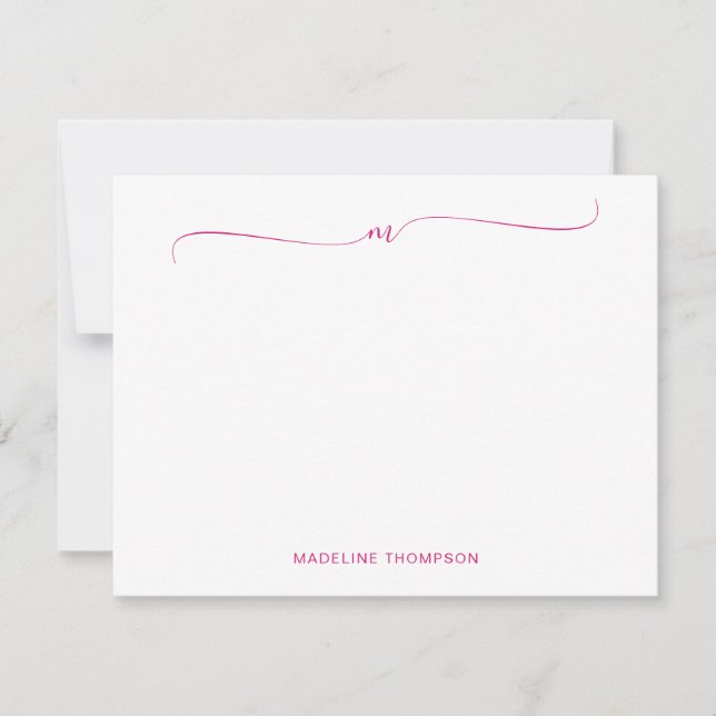 Tarjeta Pequeña Elegante caligrafía de monograma magenta Minimalis (Anverso)