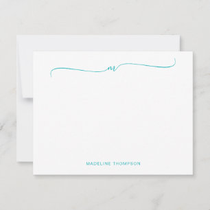 Tarjeta Pequeña Elegante caligrafía de monograma Verde azulado Min