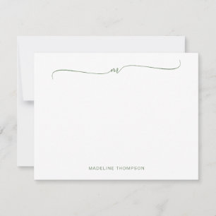 Tarjeta Pequeña Elegante caligrafía de monograma verde de sabio mí