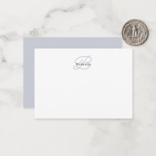 Tarjeta Pequeña Elegante caligrafía estética monograma gris silenc