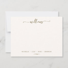 Tarjeta Pequeña Elegante caligrafía Familia Apellido Dorado Script