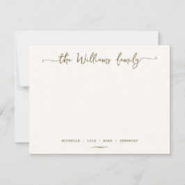 Tarjeta Pequeña Elegante caligrafía Familia Apellido Dorado Script